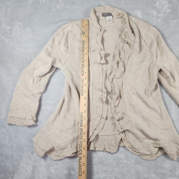 Singrid Olsen Open Cardigan Ruffle Boho Cottagecore Coquette 90s Silk Blend M - Picture 3 of 5
